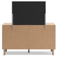 Cielden Queen Upholstered Bed with Roll Slats, Dresser and Mirror