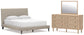 Cielden Queen Upholstered Bed with Roll Slats, Dresser and Mirror