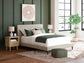 Cielden Queen Upholstered Bed with Roll Slats, Dresser and Mirror