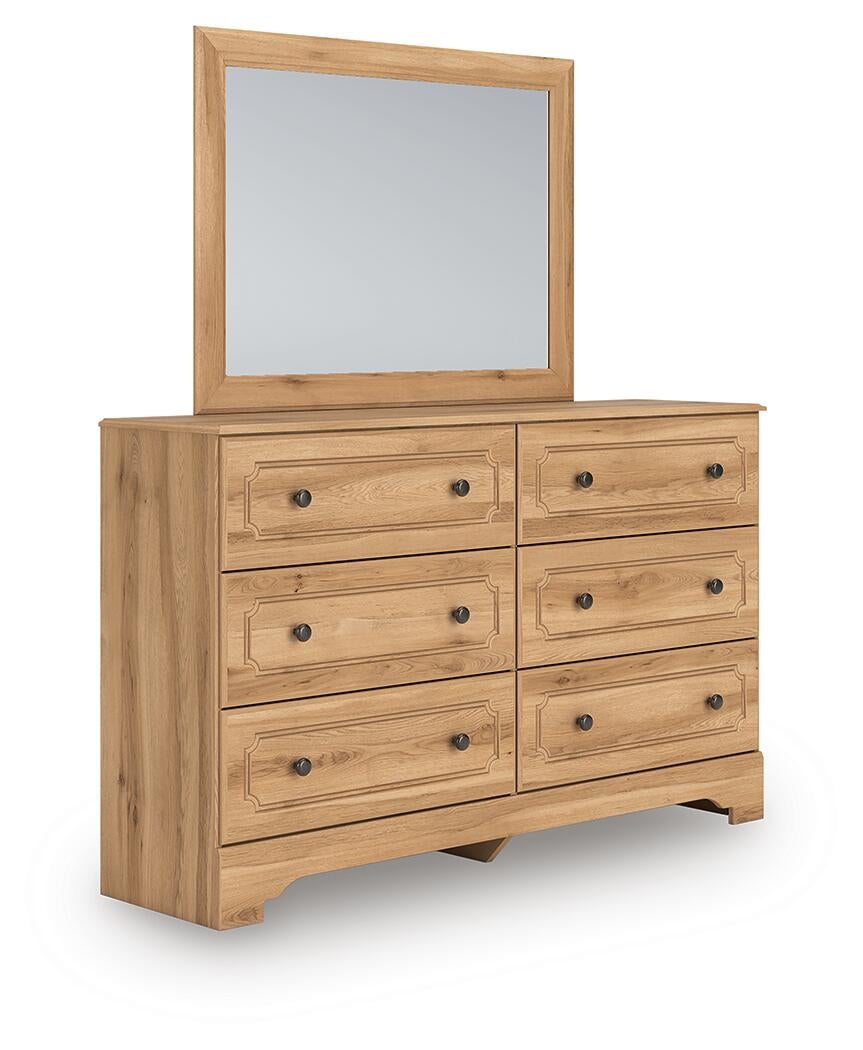 Galletyn King Panel Bed with Mirrored Dresser and Nightstand