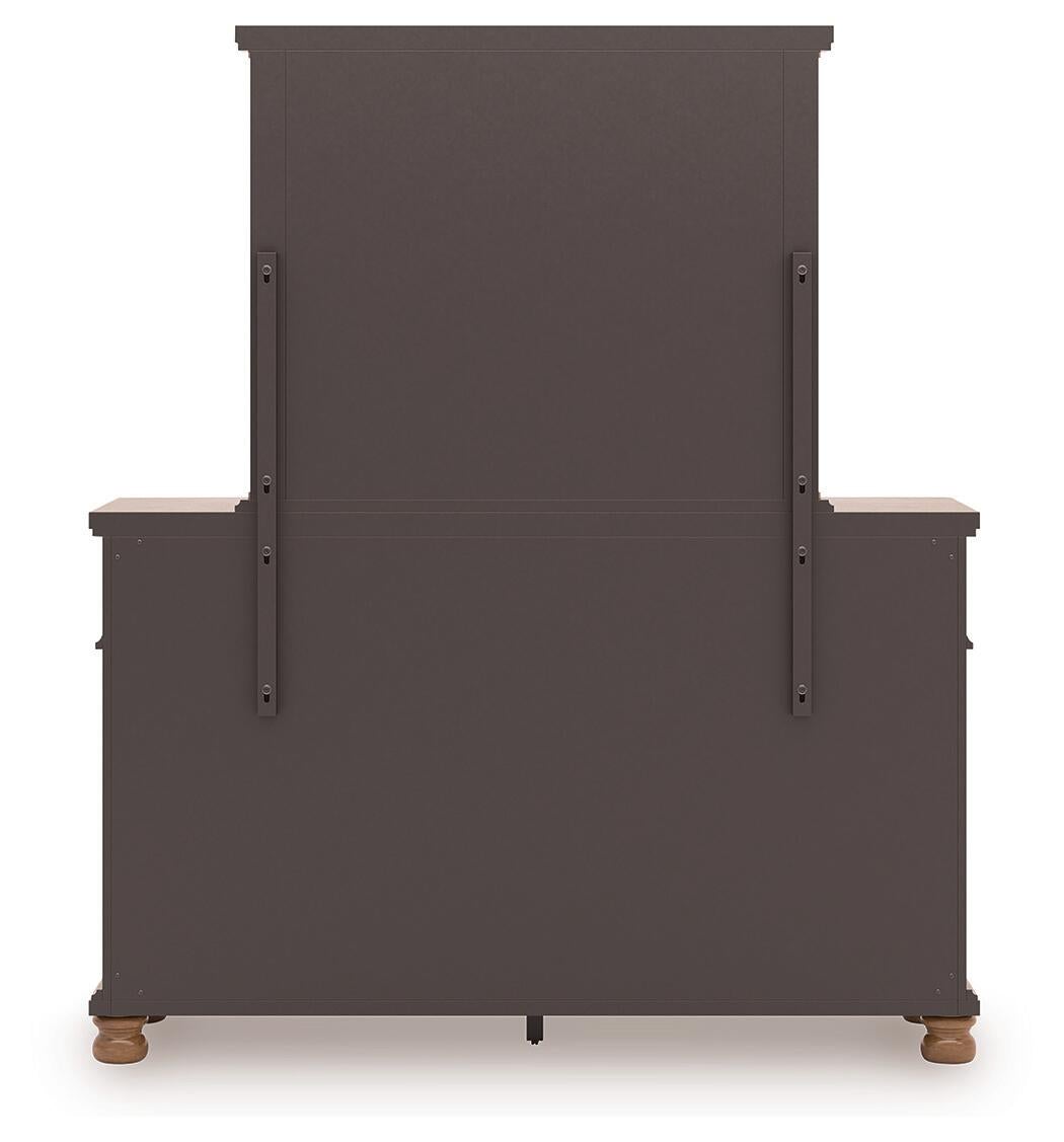 Chadworth King Poster Bed with Mirrored Dresser and Nightstand