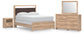 Hollymount Queen Upholstered Panel Bed, Dresser, Mirror and Nightstand