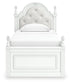 Maylilly Twin Upholstered Panel Bed, Dresser and Mirror
