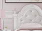 Maylilly Twin Upholstered Panel Bed, Dresser and Mirror