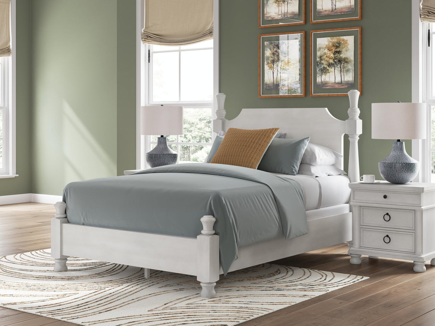 Chadworth Queen Poster Bed, Dresser, Mirror and Nightstand