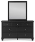 Lanolee Queen Panel Storage Bed, Dresser and Mirror