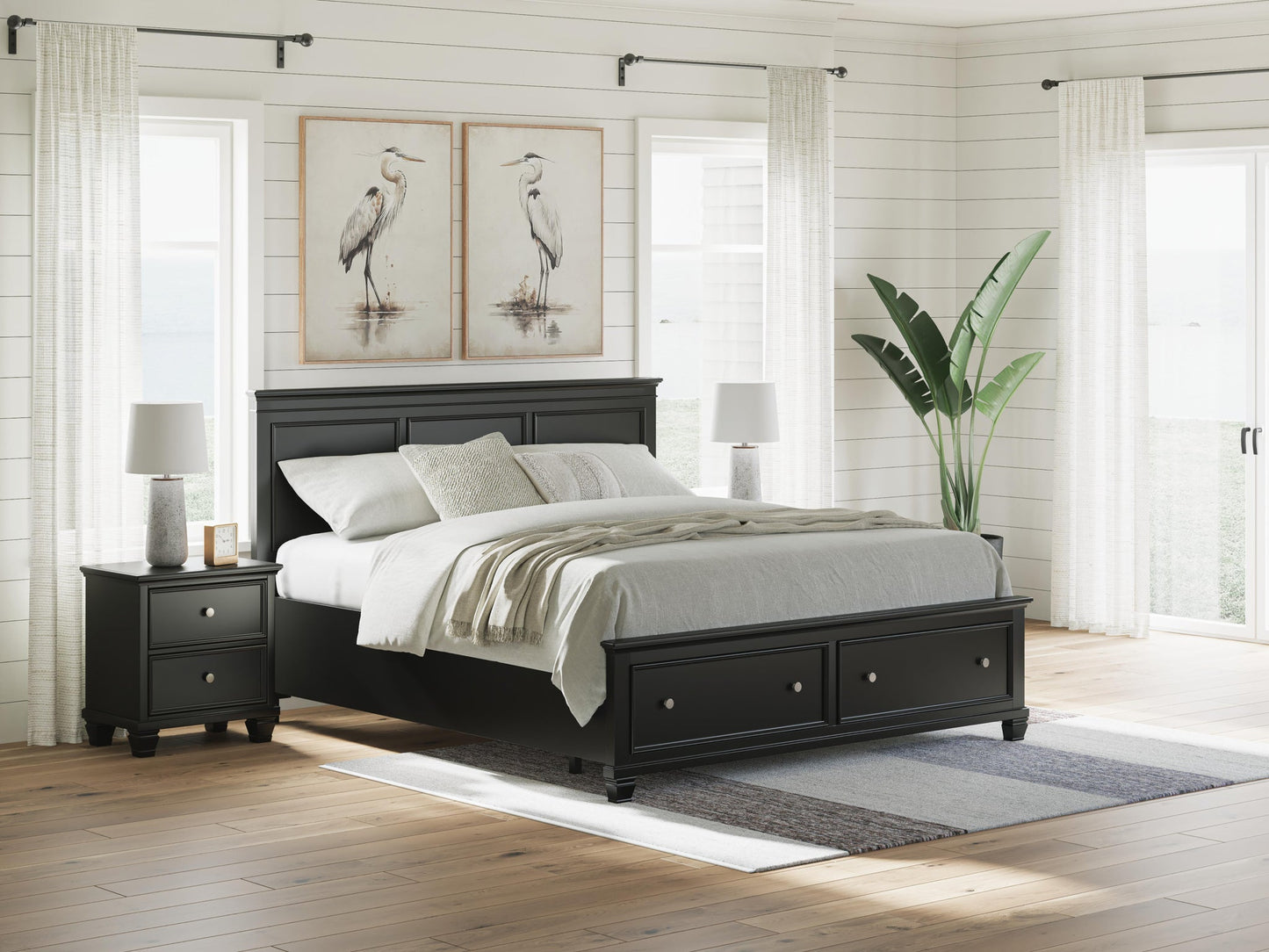 Lanolee California King Panel Storage Bed, Dresser and Mirror