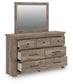 Keithland Queen Poster Bed with Mirrored Dresser and Nightstand