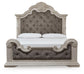 Andonhall King Upholstered Panel Bed with Mirrored Dresser and Nightstand