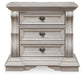 Andonhall King Upholstered Panel Bed with Mirrored Dresser and Nightstand