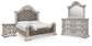 Andonhall King Upholstered Panel Bed with Mirrored Dresser and Nightstand