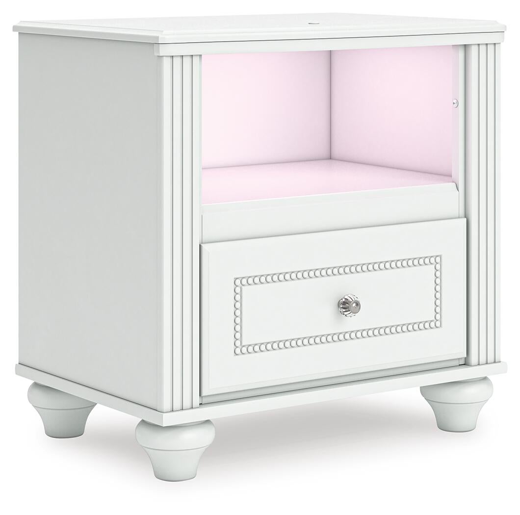 Maylilly Full Upholstered Panel Bed, Dresser, Mirror and Nightstand