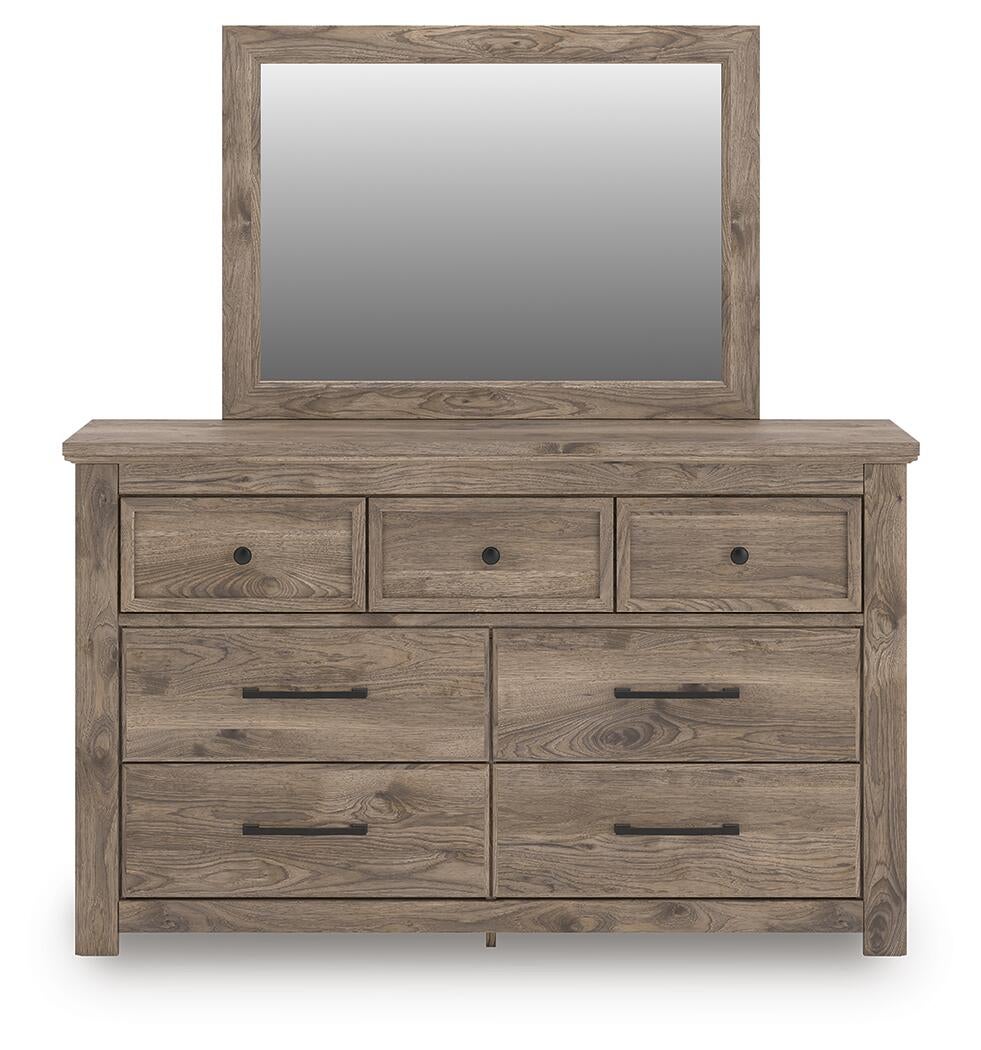 Keithland King Panel Bed with Mirrored Dresser and Nightstand