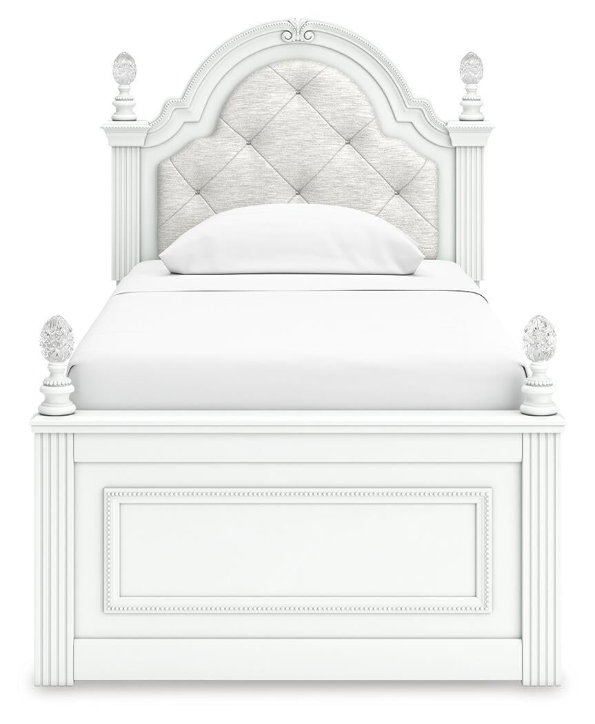 Maylilly Twin Upholstered Panel Storage Bed, Dresser and Mirror