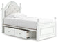 Maylilly Twin Upholstered Panel Storage Bed, Dresser and Mirror