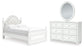 Maylilly Full Upholstered Panel Bed, Dresser and Mirror