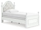 Maylilly Twin Upholstered Panel Bed, Dresser, Mirror and Nightstand