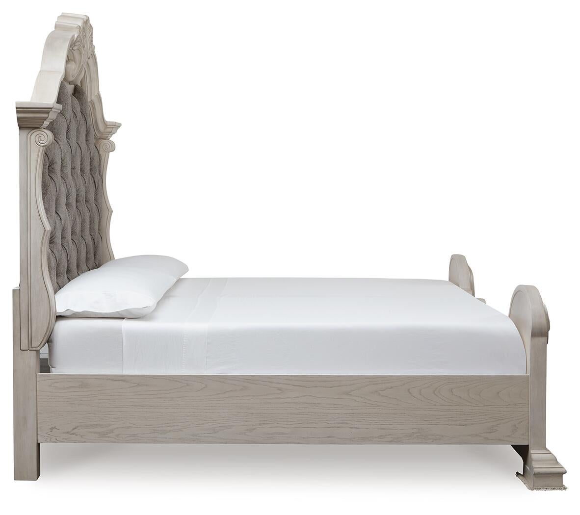 Andonhall King Upholstered Panel Bed with Mirrored Dresser
