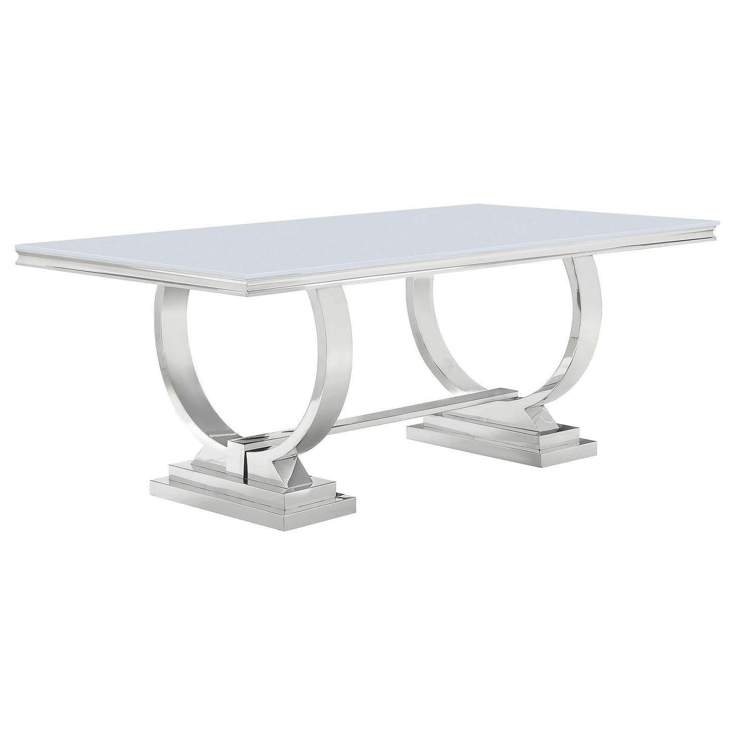 Antoine 7-piece White Tempered Glass Dining Set Cream White Chairs
