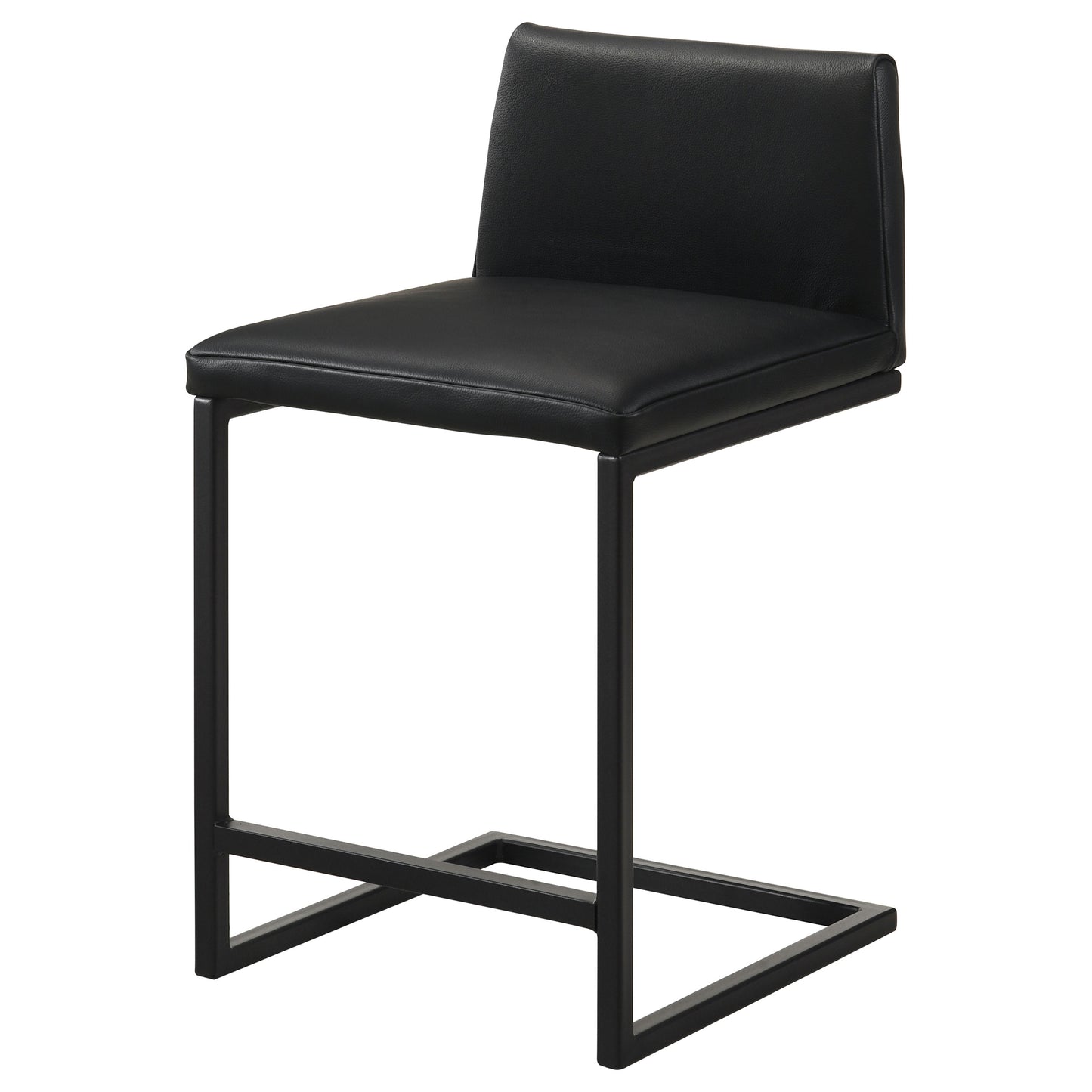 Vardon Genuine Leather Counter Height Chair Black (Set of 2)