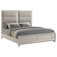 Farre Eastern King Upholstered Platform Panel Bed Washed Grey