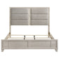 Farre Eastern King Upholstered Platform Panel Bed Washed Grey