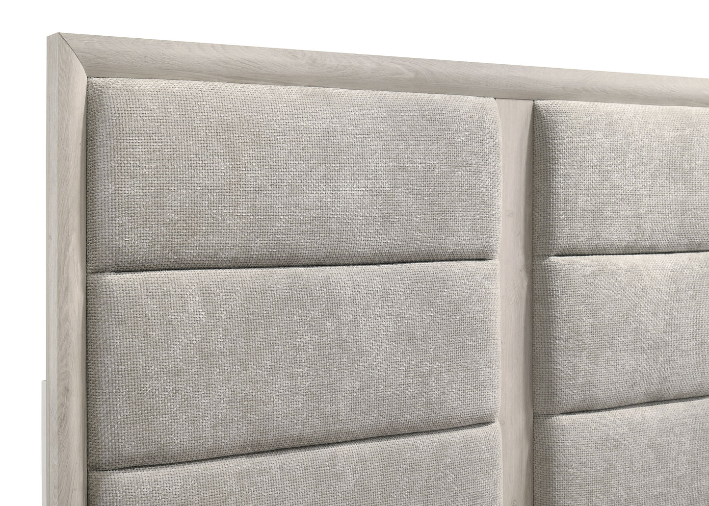 Farre Eastern King Upholstered Platform Panel Bed Washed Grey