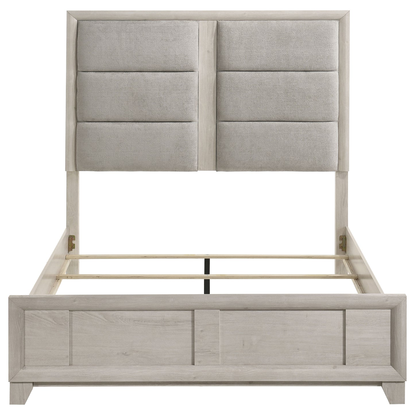 Farre Queen Upholstered Platform Panel Bed Washed Grey