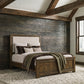 Doherty Queen Linen Upholstered Panel Bed Rustic Brown