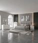 Viana Queen Chenille Platform Bed Grey and White High Gloss