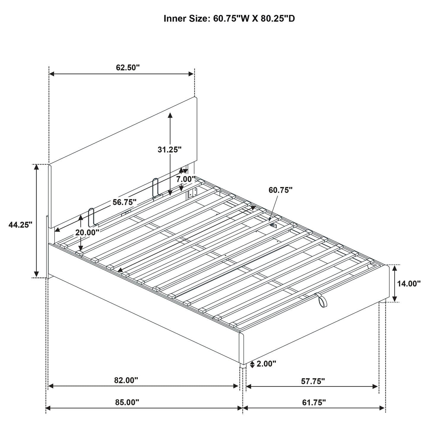 Reeves Upholstered Queen Lift-Top Storage Platform Bed Grey