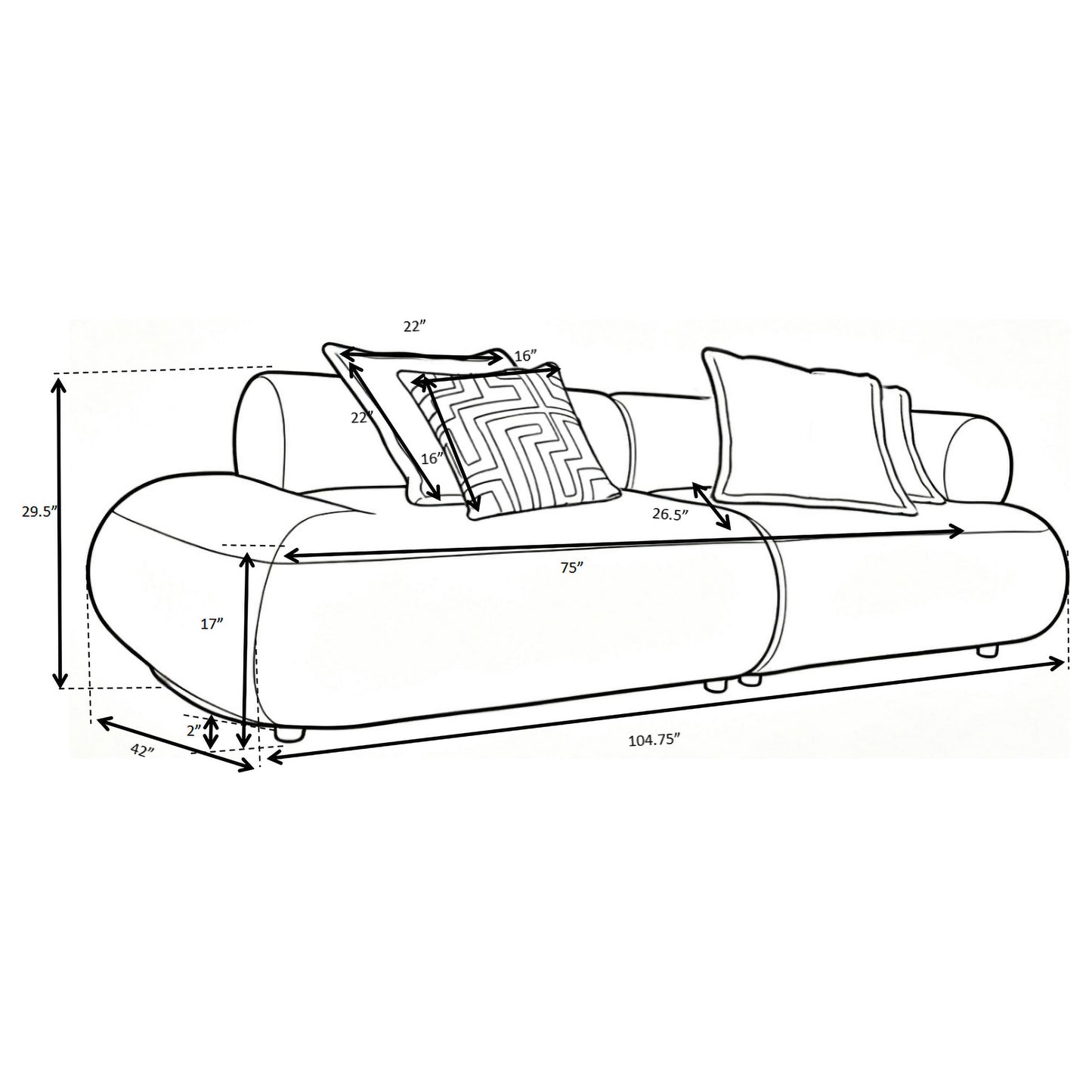 Byrne 105-inch Velvet Modular Bumper Sectional Sofa Rust