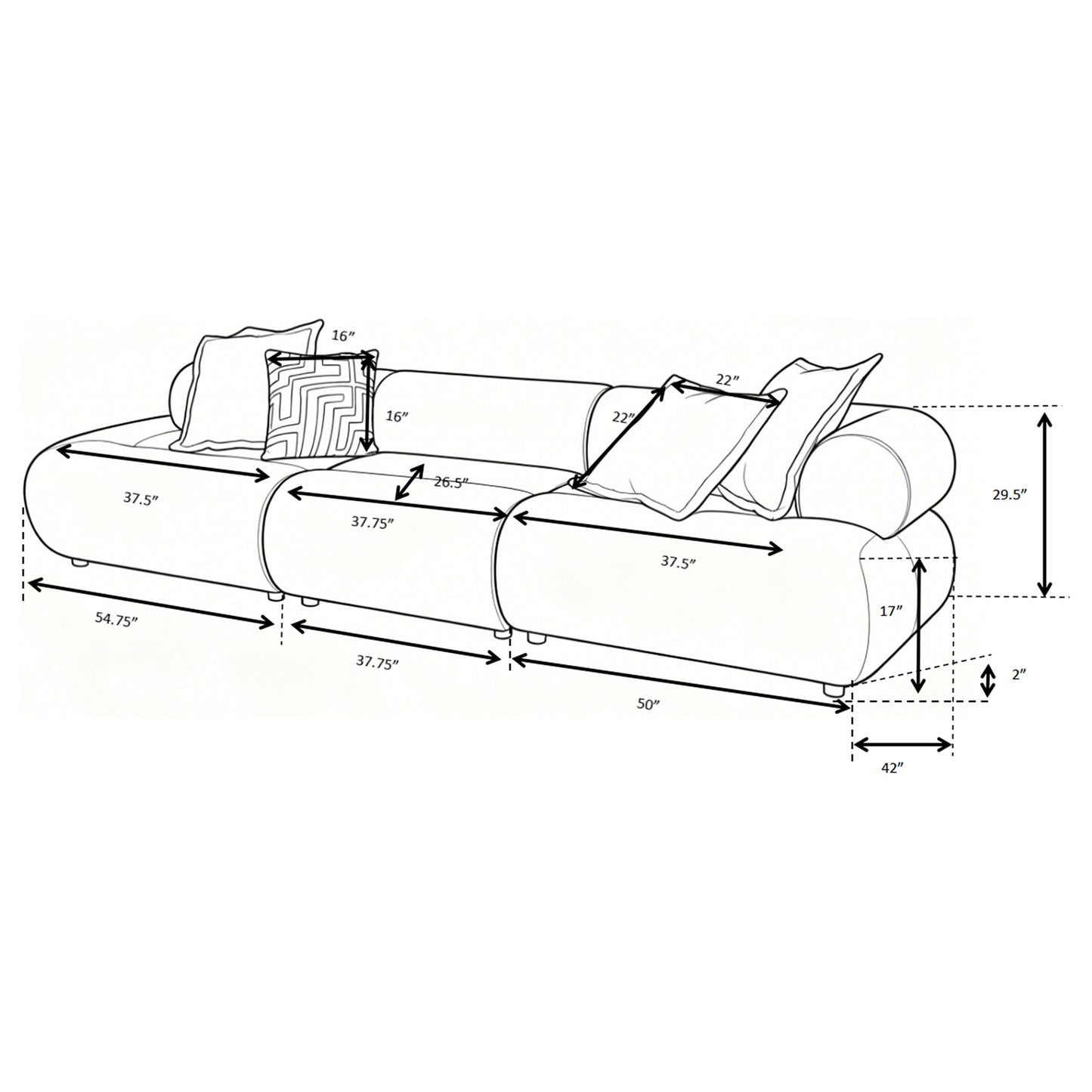 Byrne 143-inch Velvet Modular Bumper Sectional Sofa Rust