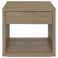 Ingram Square End Table with Drawer and Open Shelf Latte