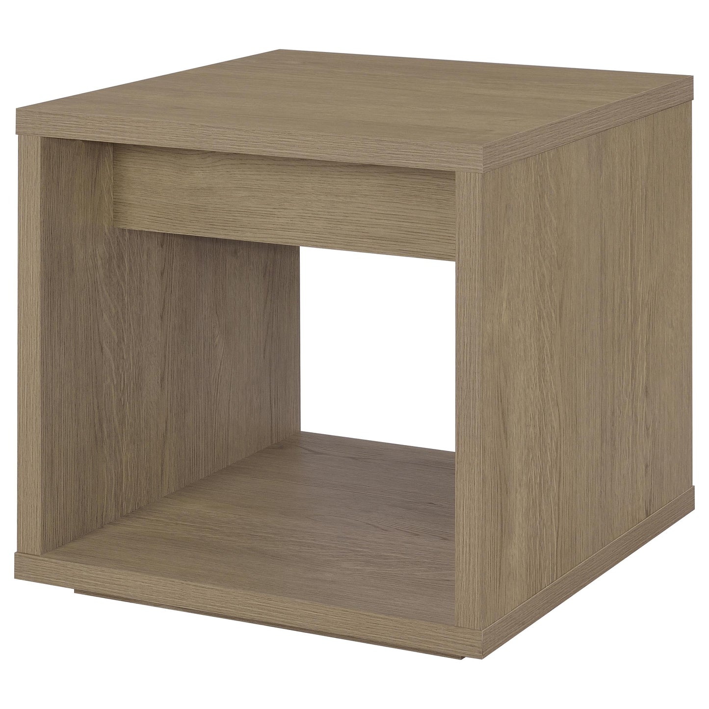 Ingram Square End Table with Drawer and Open Shelf Latte