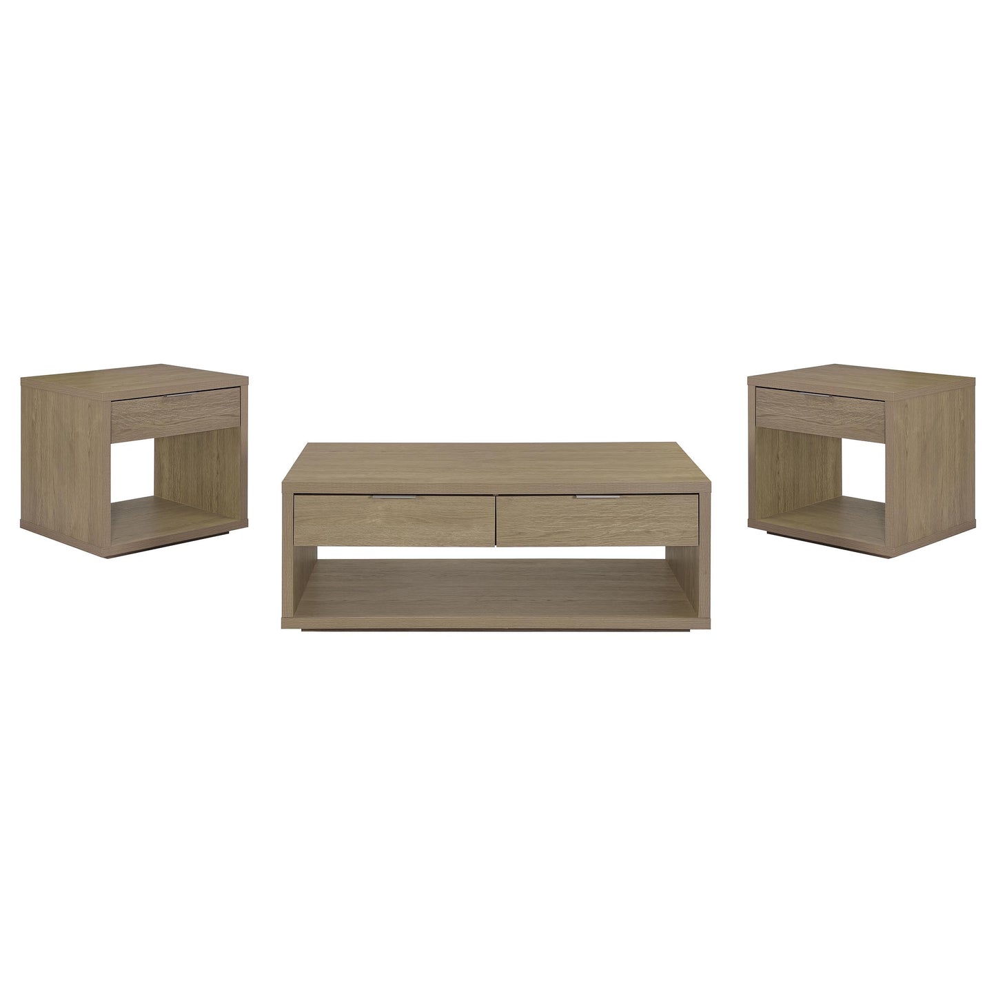 Ingram 3-Piece Coffee and End Table Set with Storage Latte