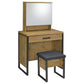 Bettin Vanity Set with Sliding Mirror and Stool Golden Oak
