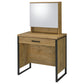 Bettin Vanity Set with Sliding Mirror and Stool Golden Oak