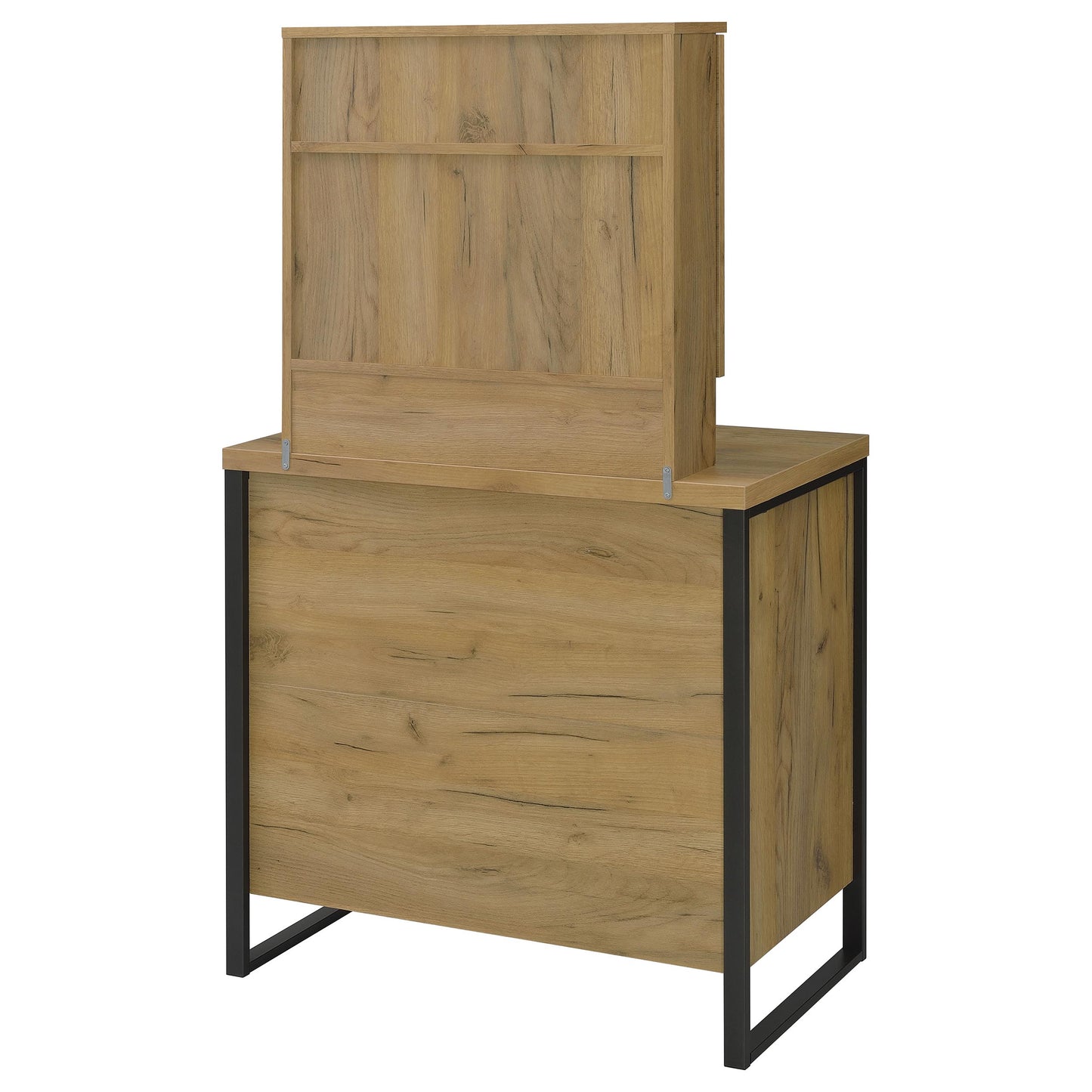 Bettin Vanity Set with Sliding Mirror and Stool Golden Oak