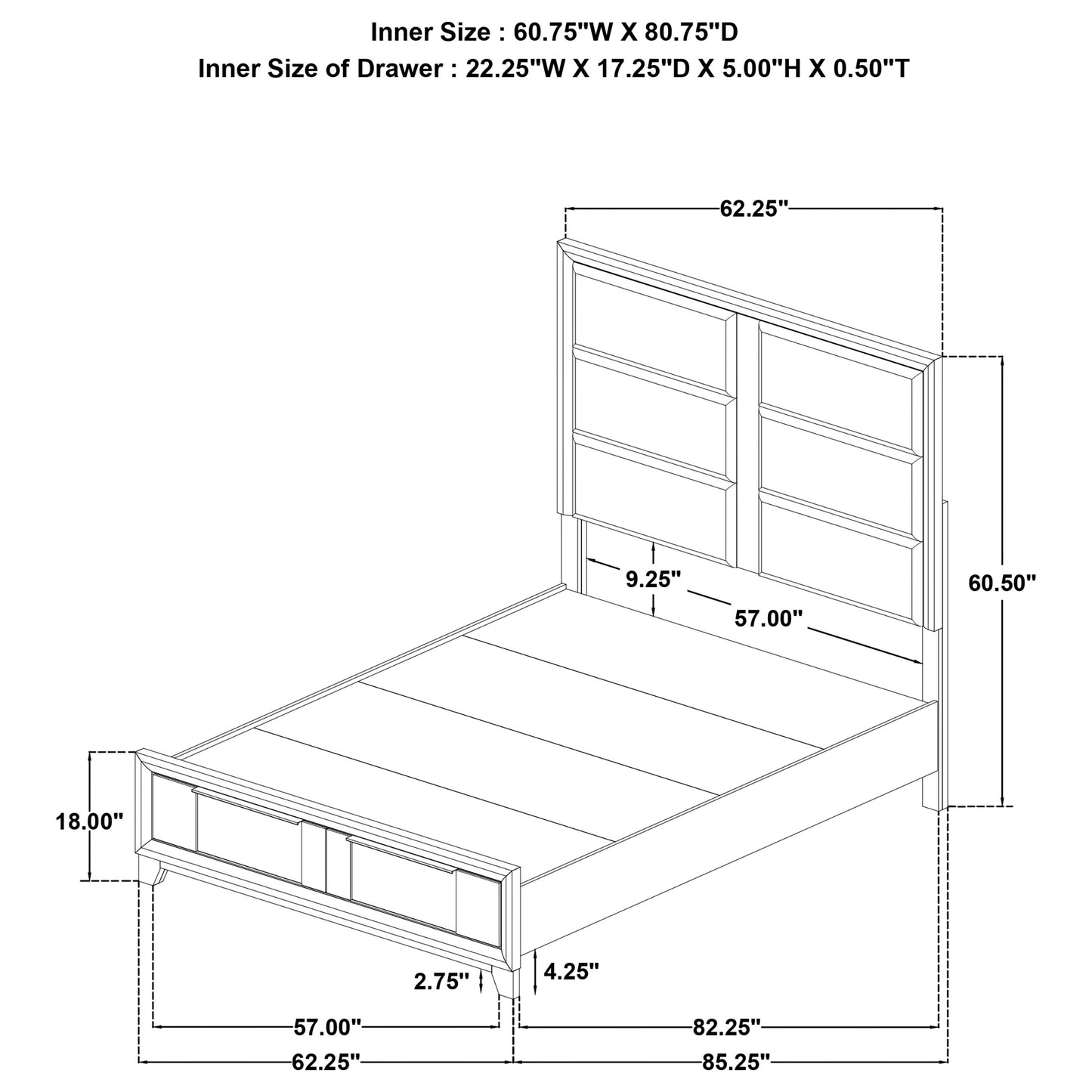Farre Queen Upholstered Storage Platform Bed Washed Grey