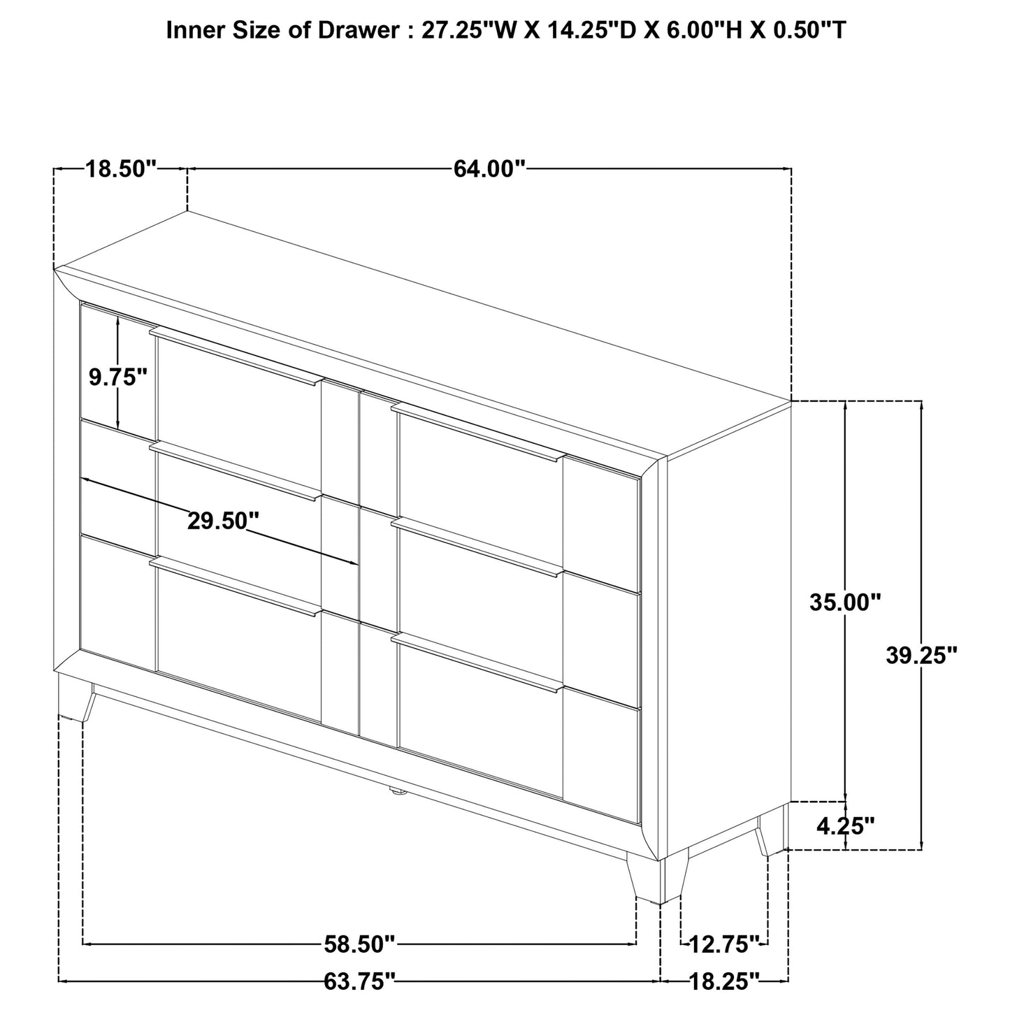 Farre 6-drawer Dresser Washed Grey