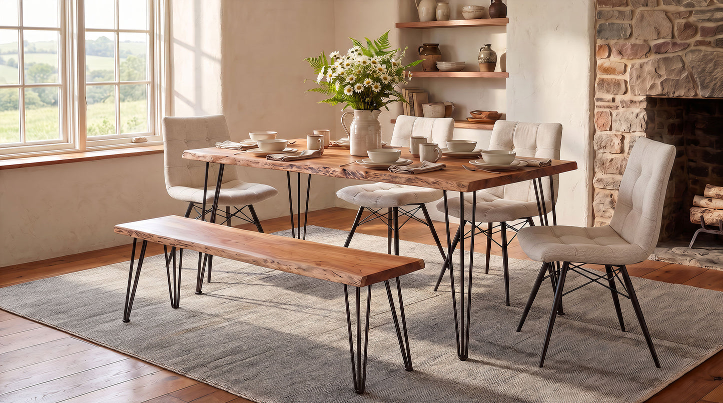 Aiken Fabric Upholstered Dining Side Chair Saddle Stone White (Set of 4)