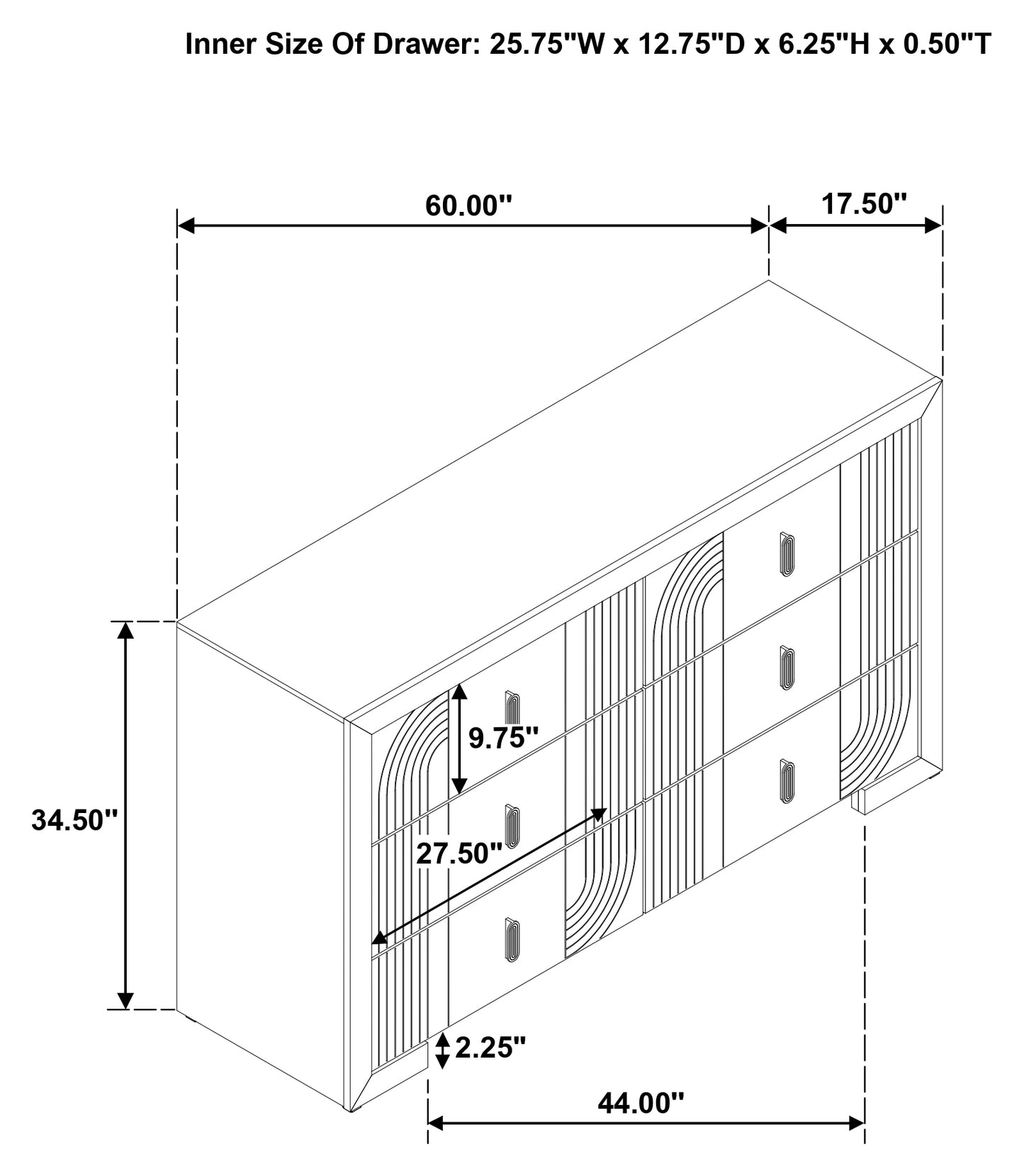 Etienne 6-drawer Bedroom Dresser Walnut