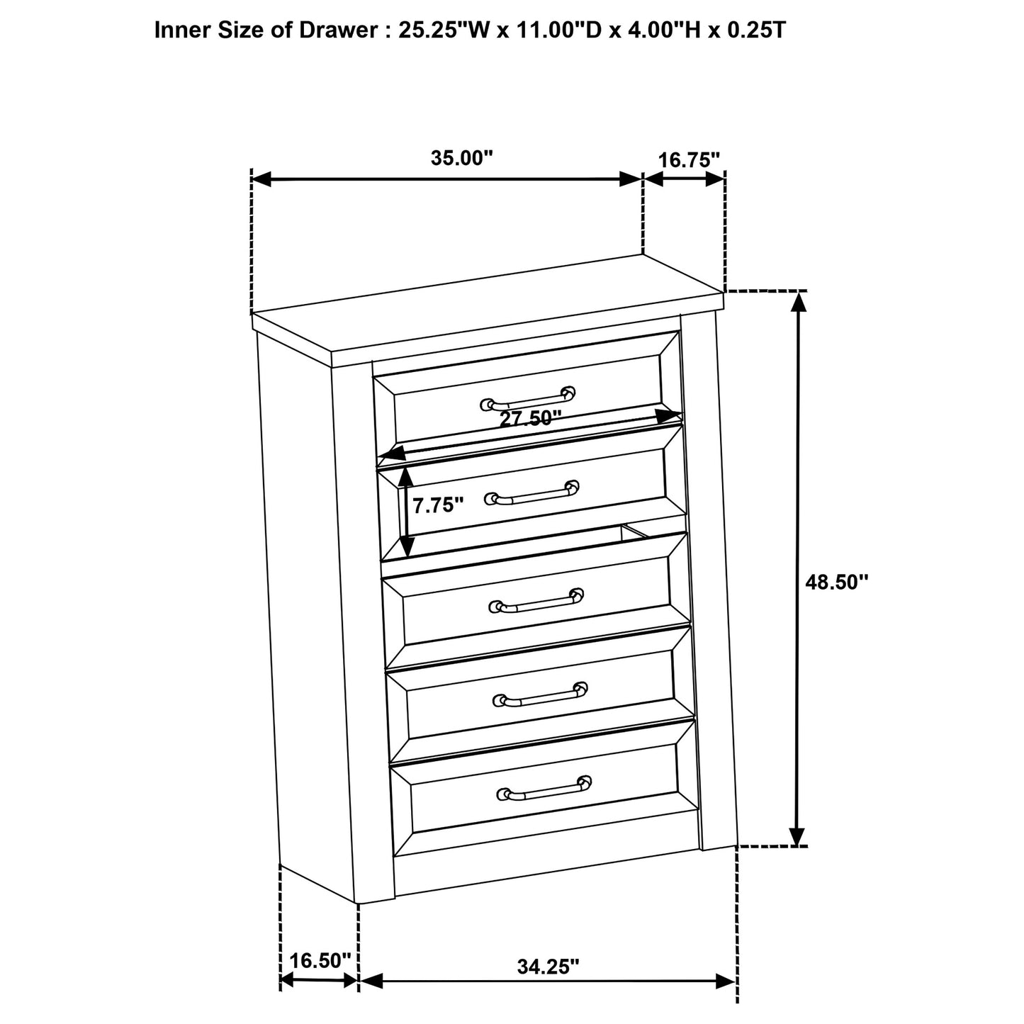 Nevado Farmhouse 5-Drawer Chest Grey and Weathered Taupe