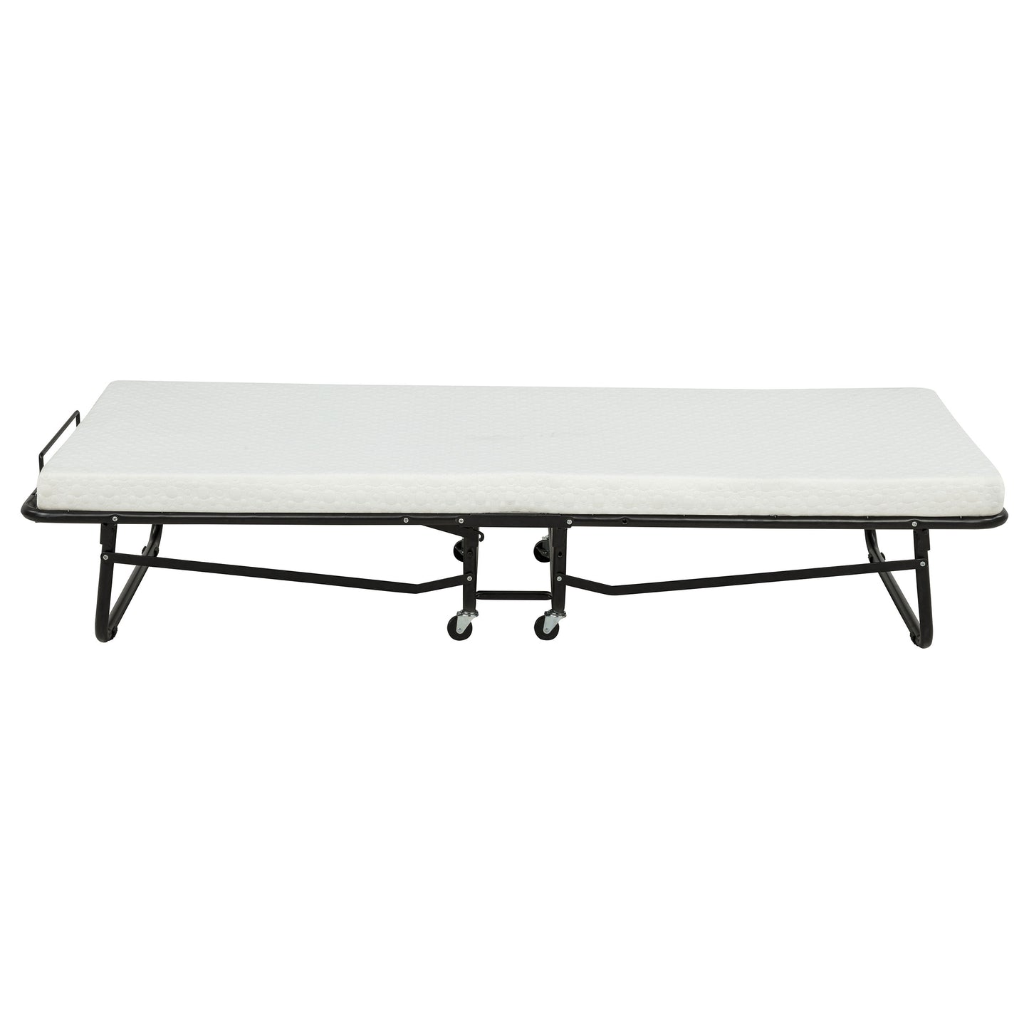 Massey Twin Folding Bed Frame with Memory Foam Mattress Black
