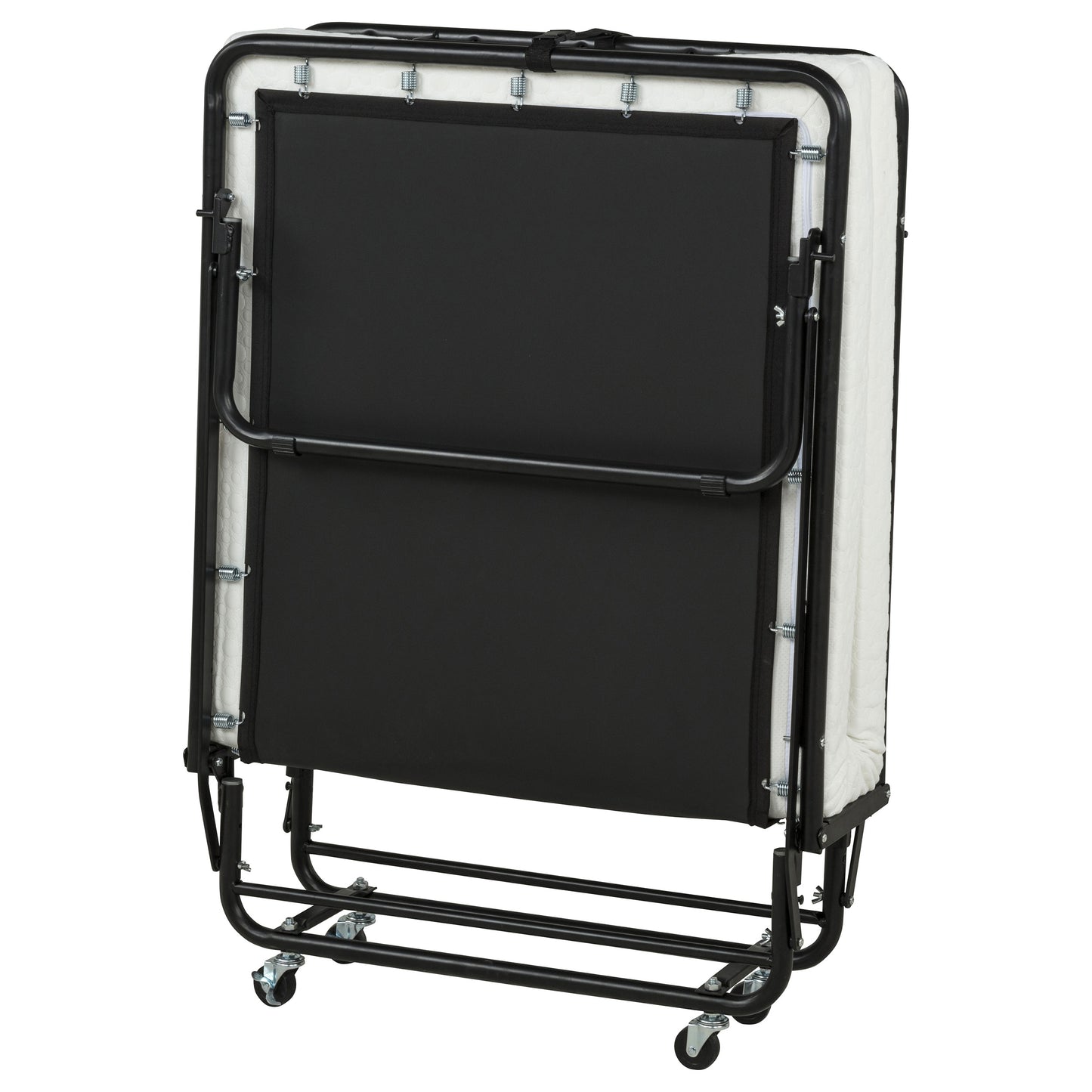 Massey Twin Folding Bed Frame with Memory Foam Mattress Black