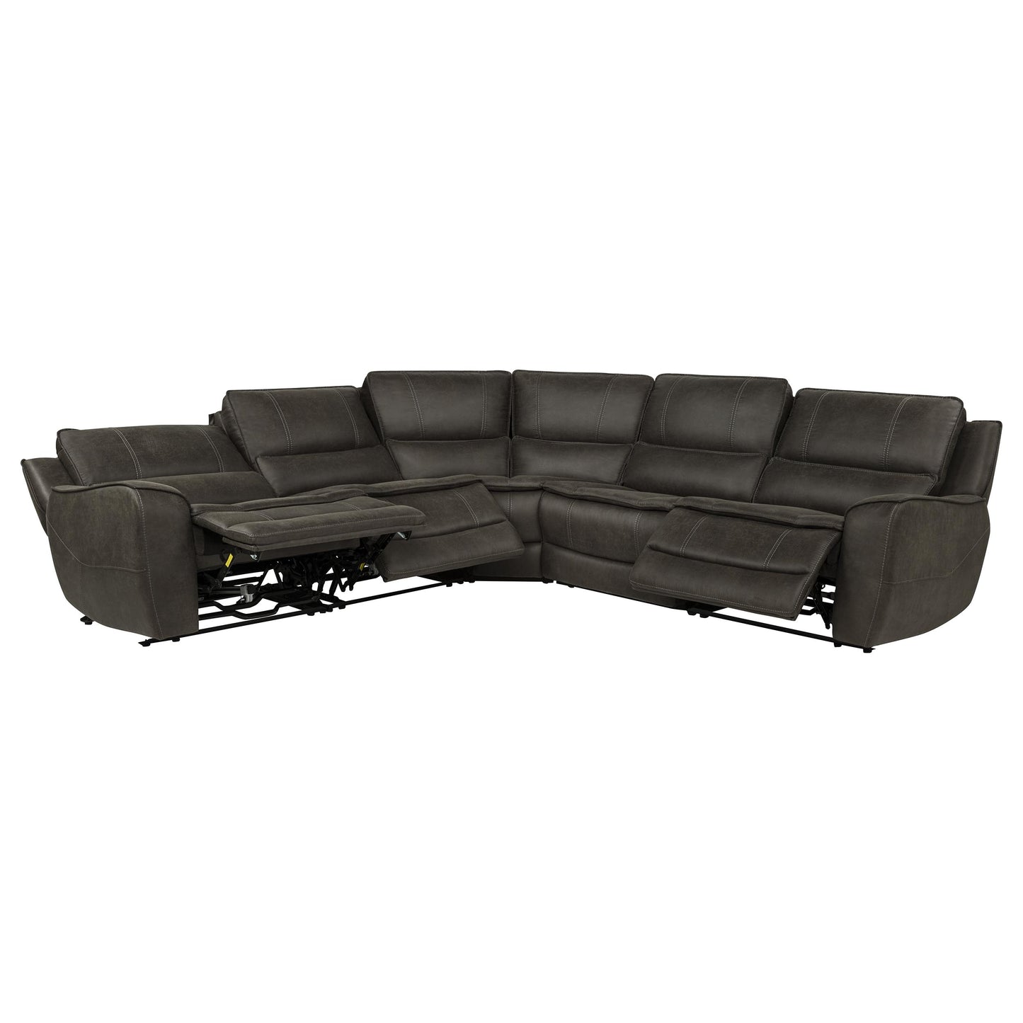 Marcell 5-Piece L-Shaped Modular Power Reclining Sectional Sofa Grey