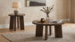 Strouse Contemporary Round End Table in Dark Walnut