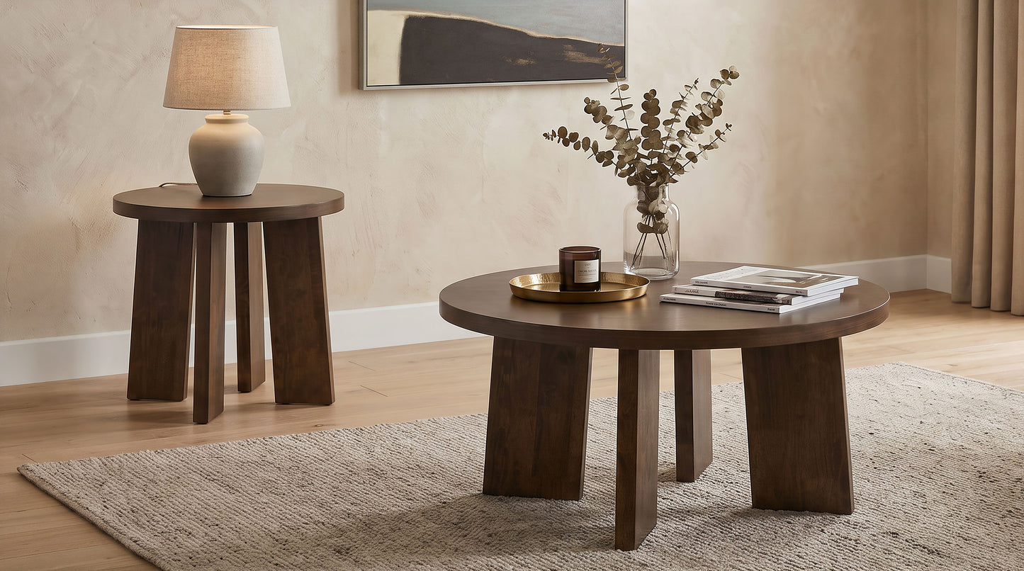 Strouse Contemporary Round Coffee Table in Dark Walnut