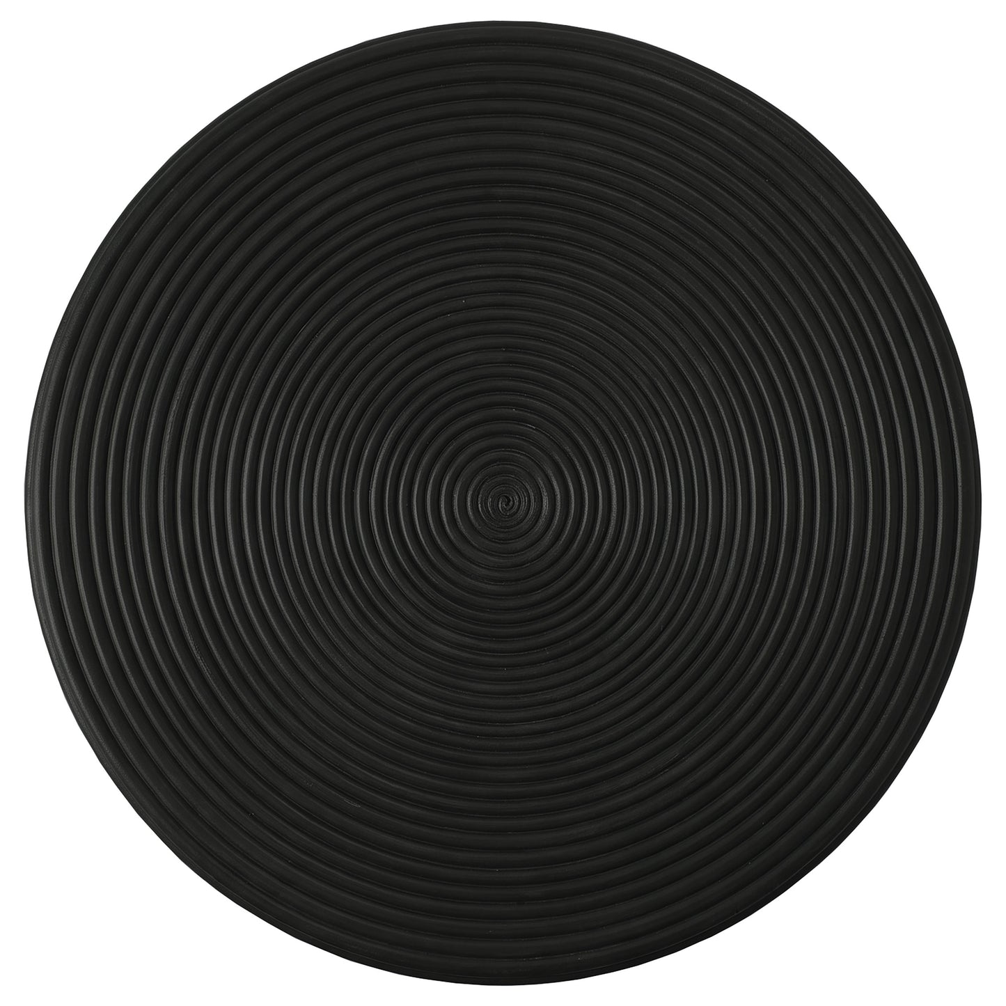 Macedo Round Ribbed Rattan Drum End Table Black